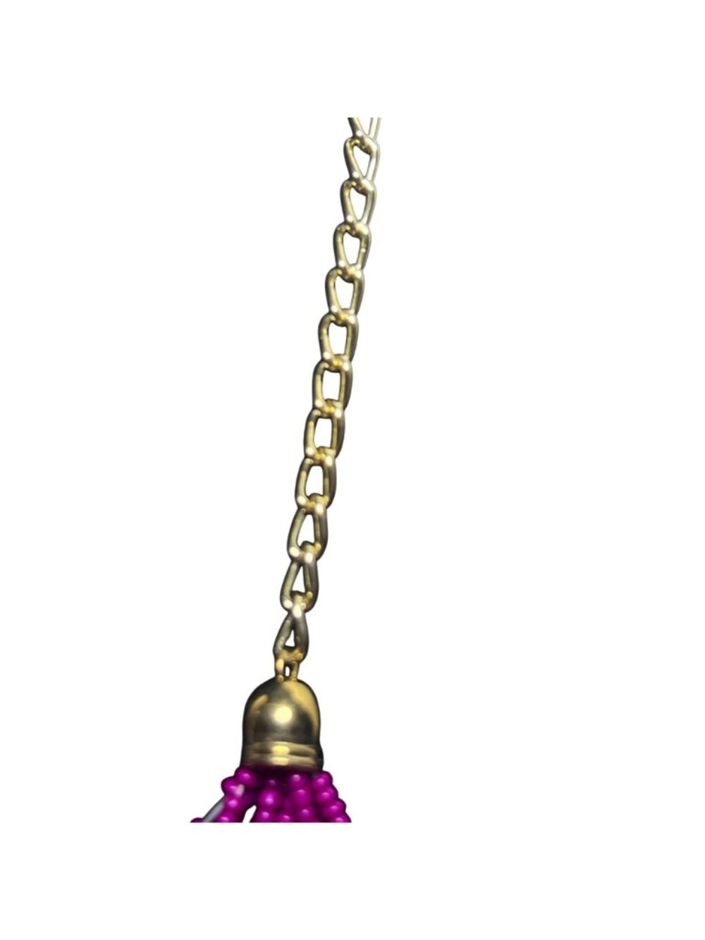 Pink Beaded Loop Design Necklace With Gold Tone Curb Chain (6401) - Picture 5 of 8